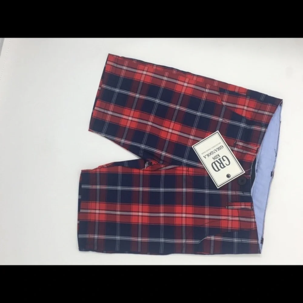 Girandola Toddler Boys Red Navy Blue Plaid Shorts